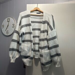 SHEIN white and grey striped sweater